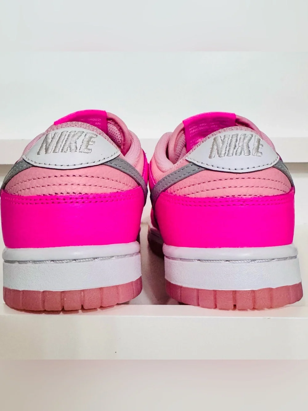 Nike Dunk Low Pink Grey GS 4.5 • Deadstock Clean • Lace Charms • Barbie Pop